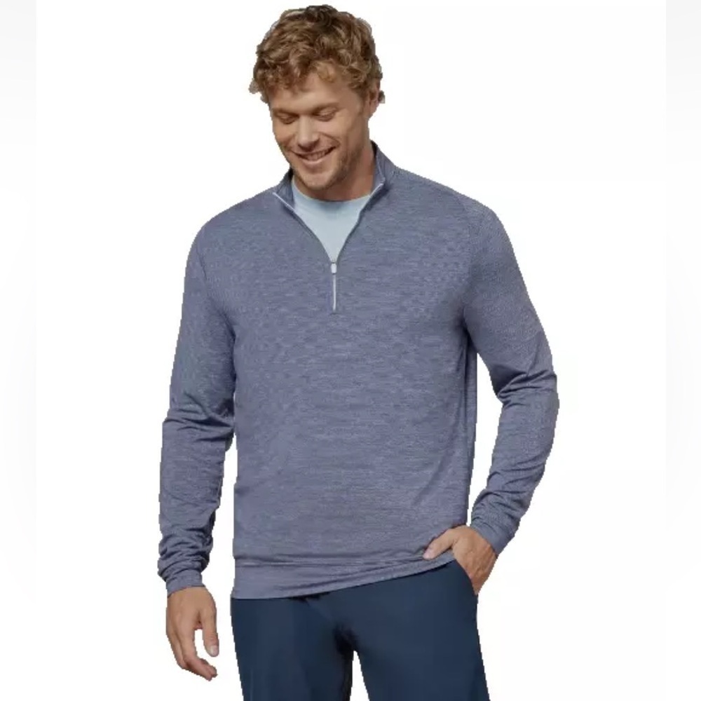 Johnnie-O Vaughn Striped PREP-Formance 1/4 Zip Pullover Mens S in Twilight Blue
